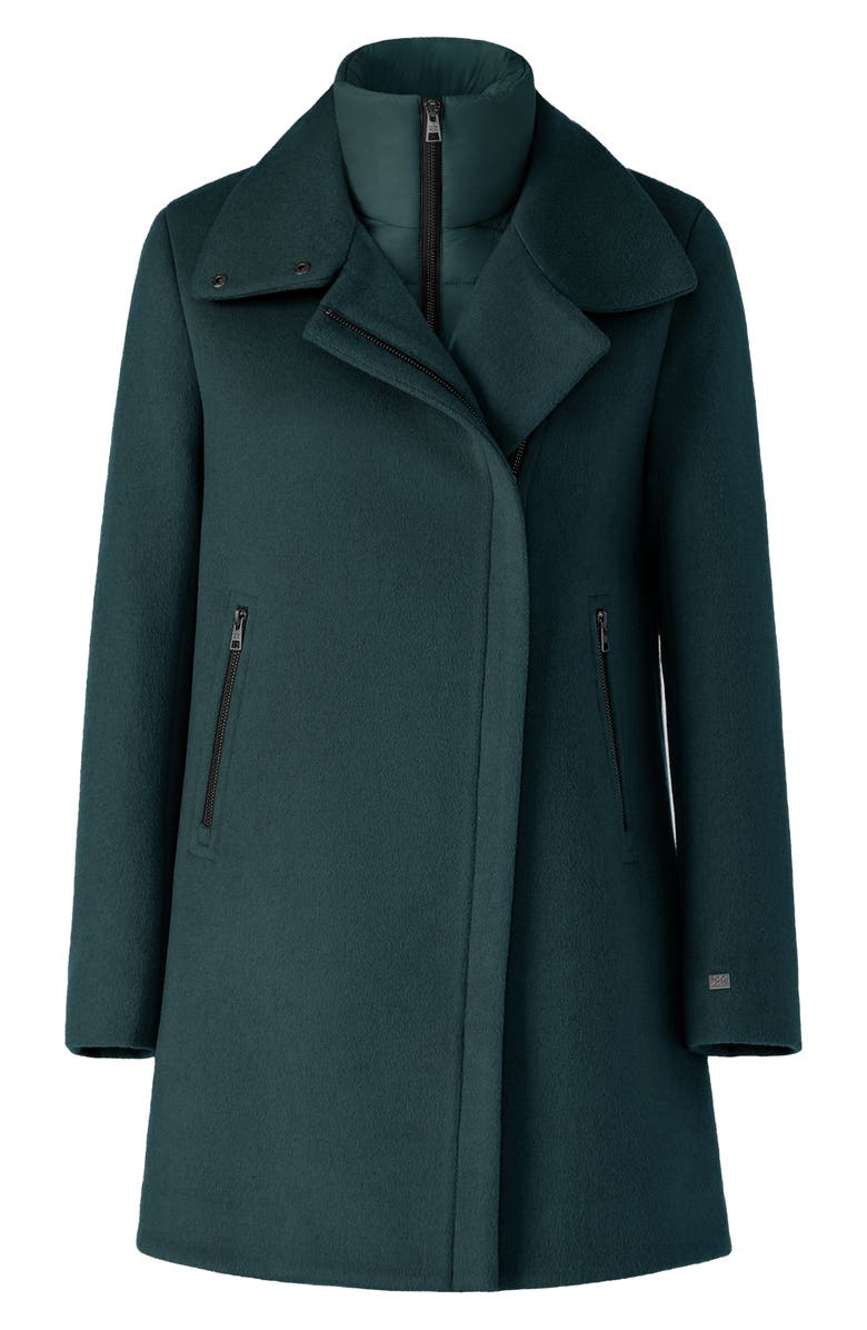 Soia & Kyo Abbi Wool Blend Coat with Removable Quilted Puffer Bib, Alternate, color, Midnight Forest