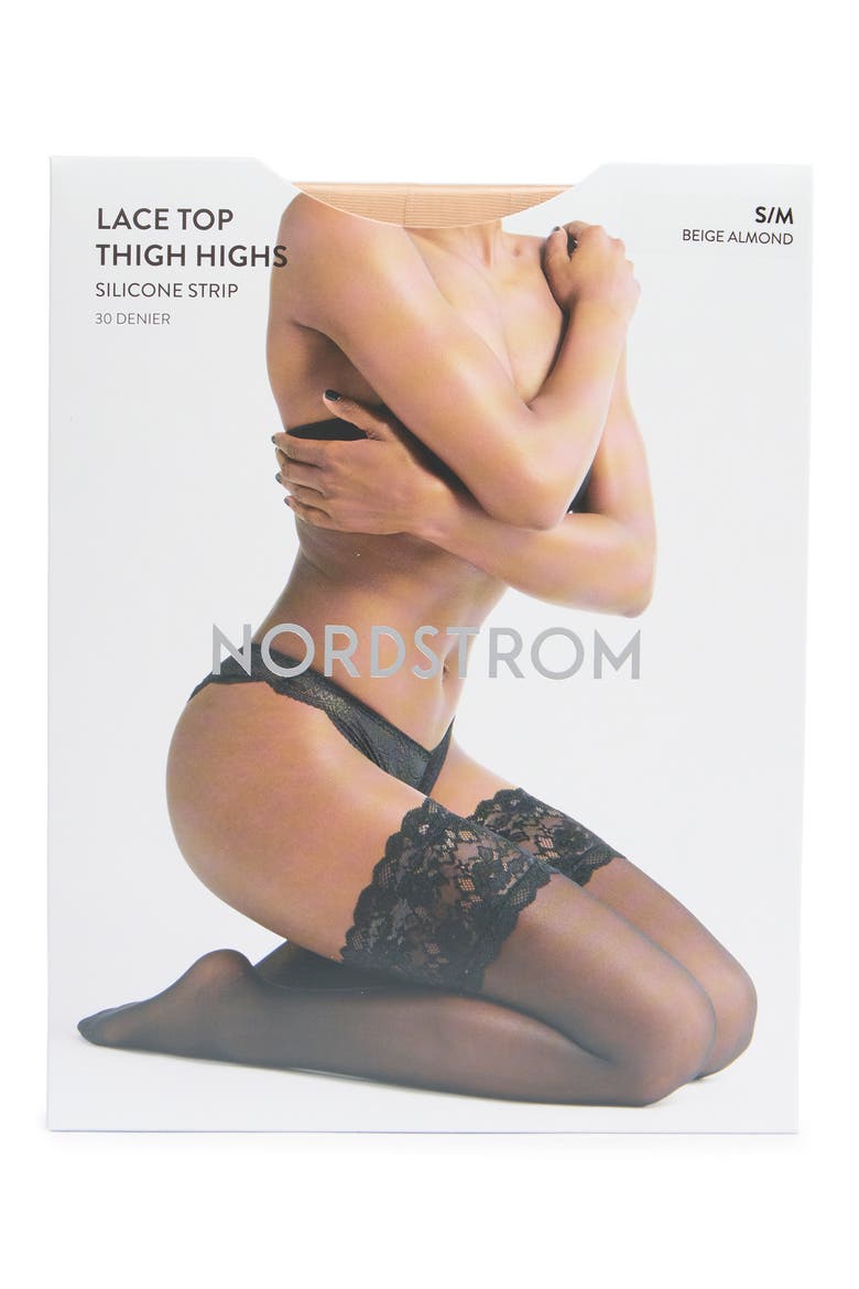 Lace Top Thigh High Sheer Stockings, Alternate, color, BEIGE ALMOND