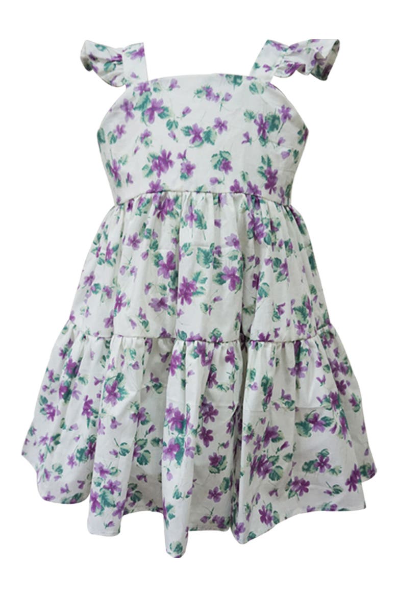 Kids' Lilac Floral Tiered Cotton Dress, Main, color, LILAC