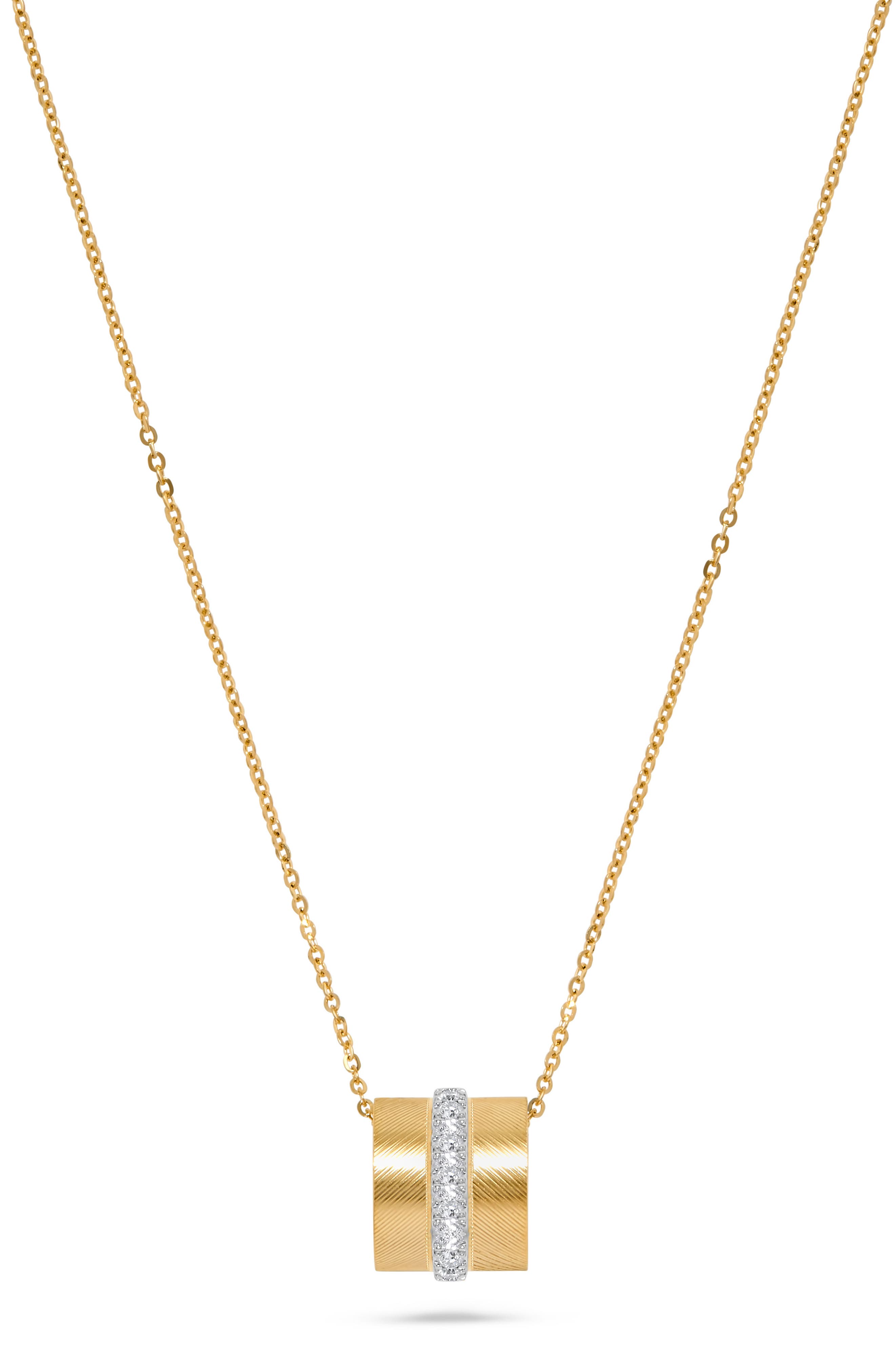 H.J. Namdar 14K Yellow Gold Diamond Rolling Pendant Necklace
