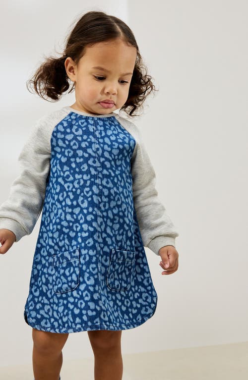 Next Kids' Leopard Raglan Sleeve Dress In Blue
