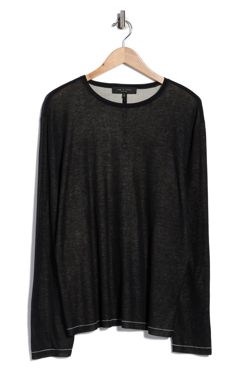 rag & bone Banks Cotton Double Face Sweater, Alternate, color, Black