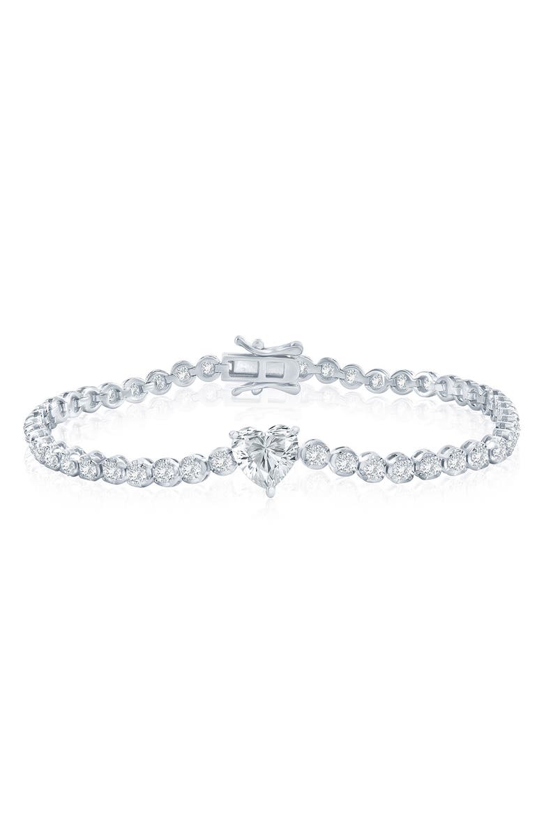 SIMONA Heart Cubic Zirconia Bracelet, Main, color, Silver