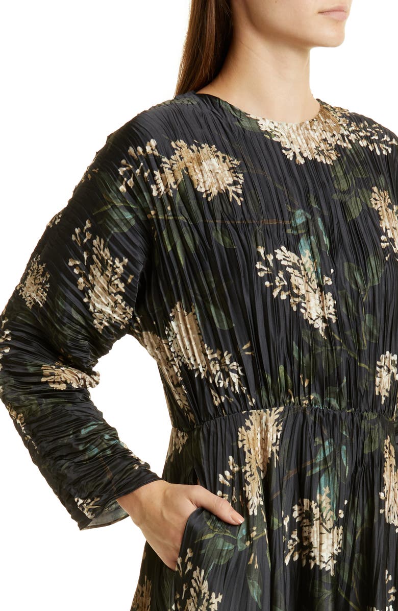 Vince Lilac Floral Print Pleated Dress, Alternate, color,