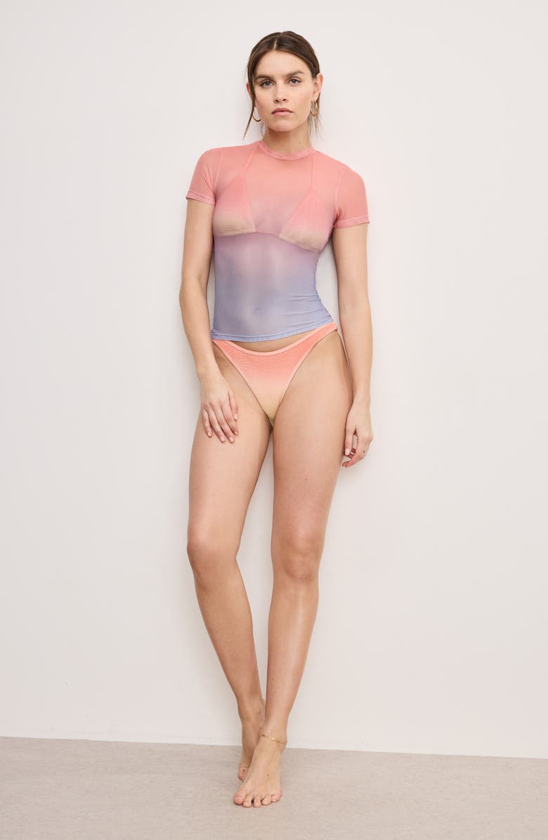 Good American Mesh Baby Tee, Alternate, color, Sunset Gradient004