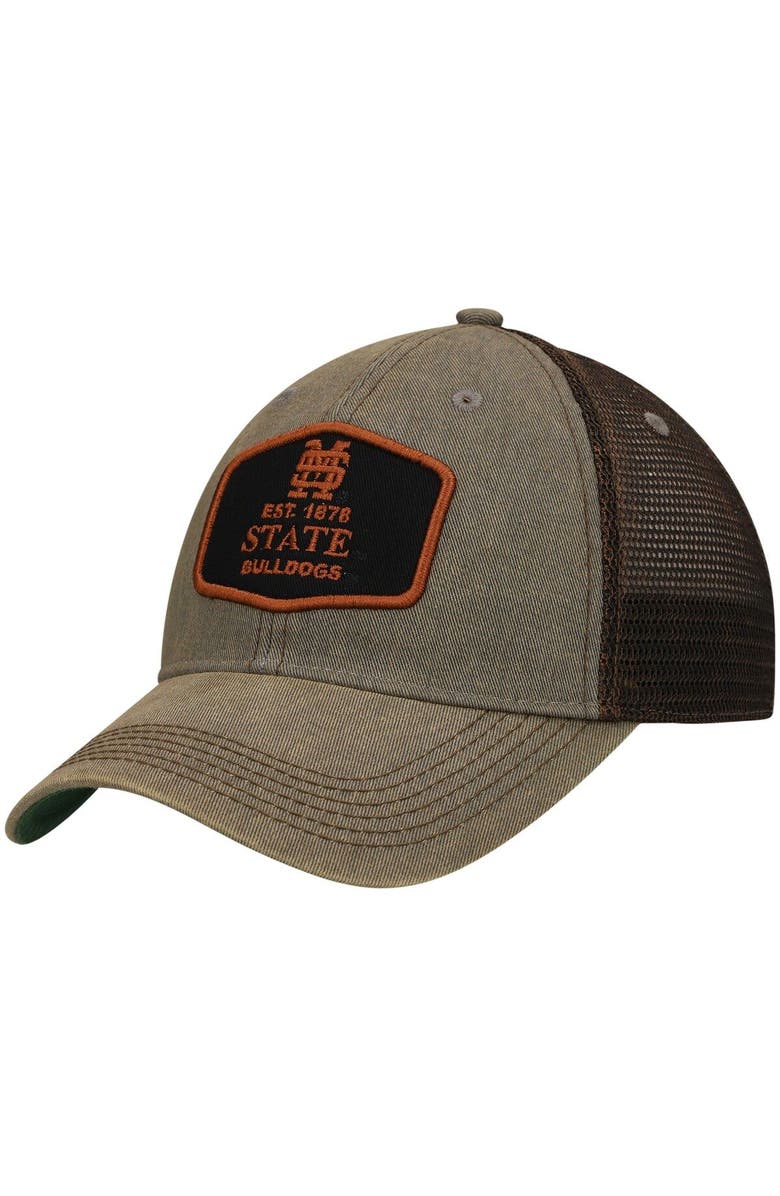 LEGACY ATHLETIC Men's Gray Mississippi State Bulldogs Legacy Practice Old Favorite Trucker Snapback Hat, Main, color, 