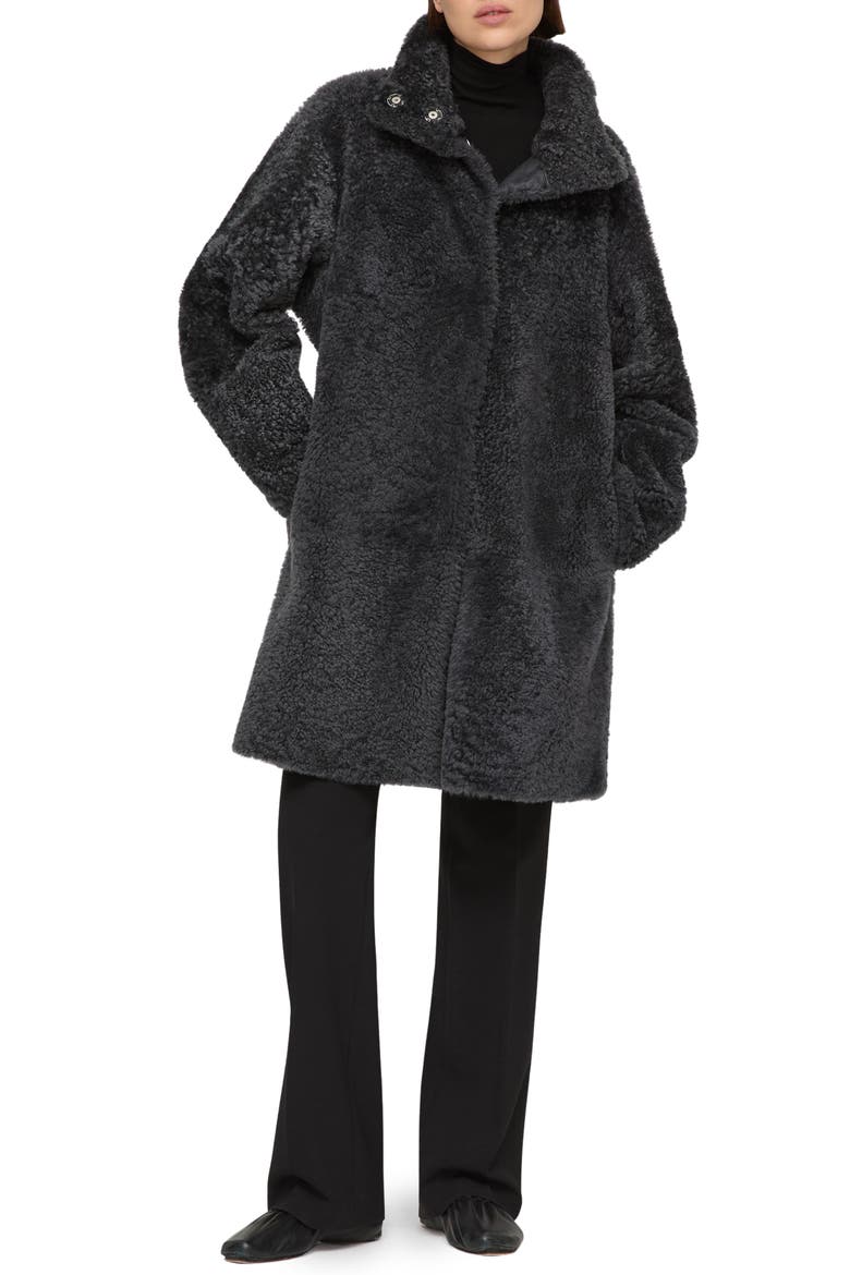 Reversible Genuine Shearling Coat, Alternate, color, GRAPHITE/ BLACK