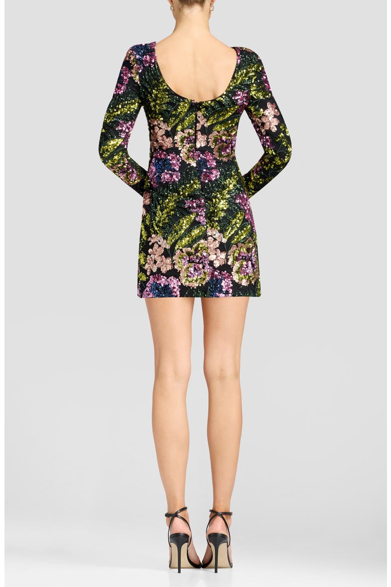 Nathalia Long Sleeve Sequin Minidress, Alternate, color, BLACK MULTI