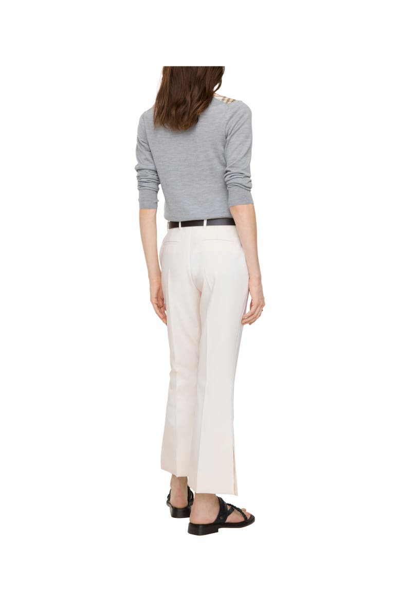 Burberry Cropped Wool Flared Trousers, Alternate, color, Alabaster White