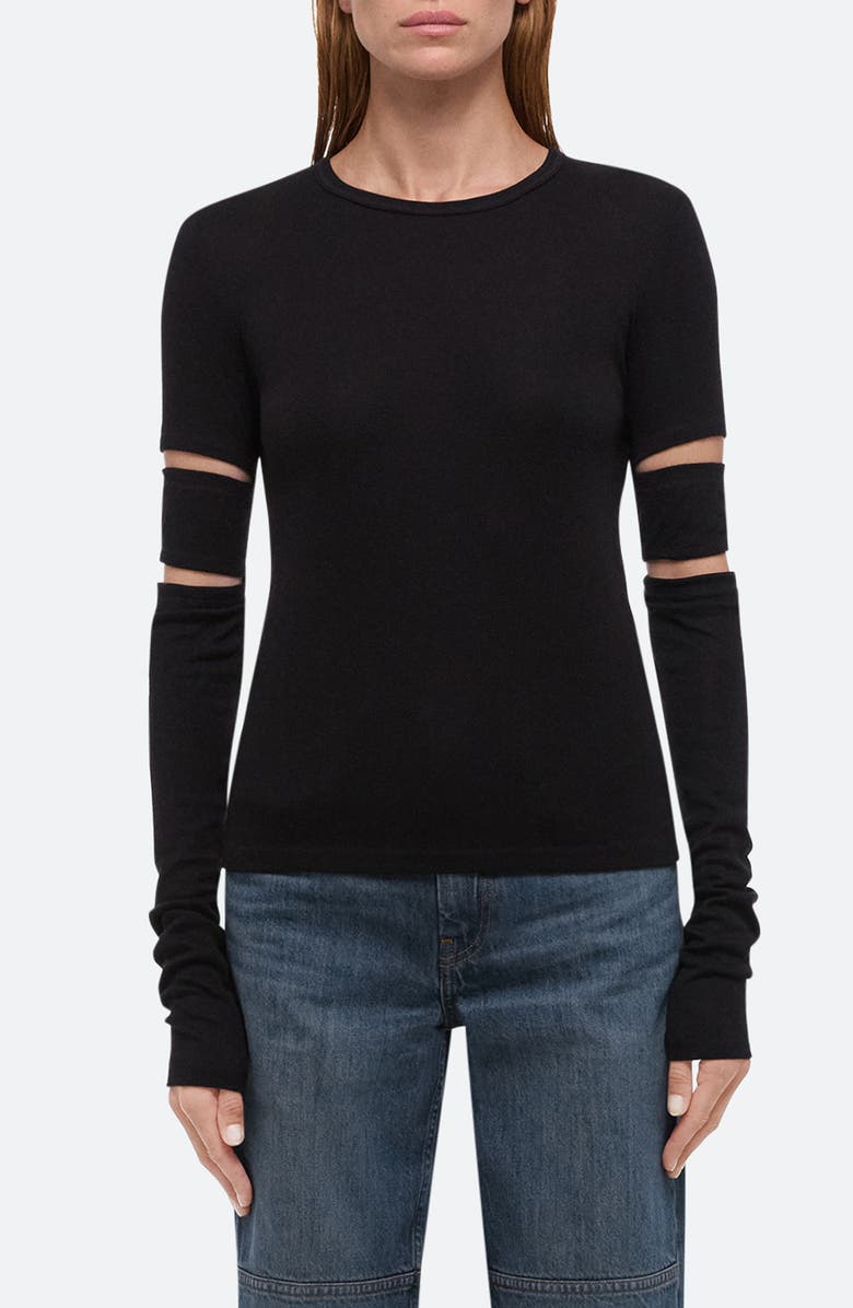 Helmut Lang Slash Sleeve Pima Cotton Blend Knit Top, Main, color, 