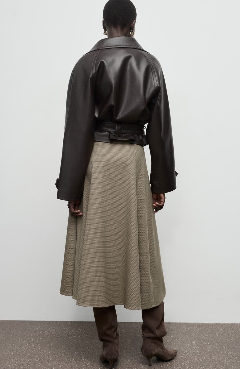 MANGO Houndstooth A-Line Skirt, Alternate, color, Brown