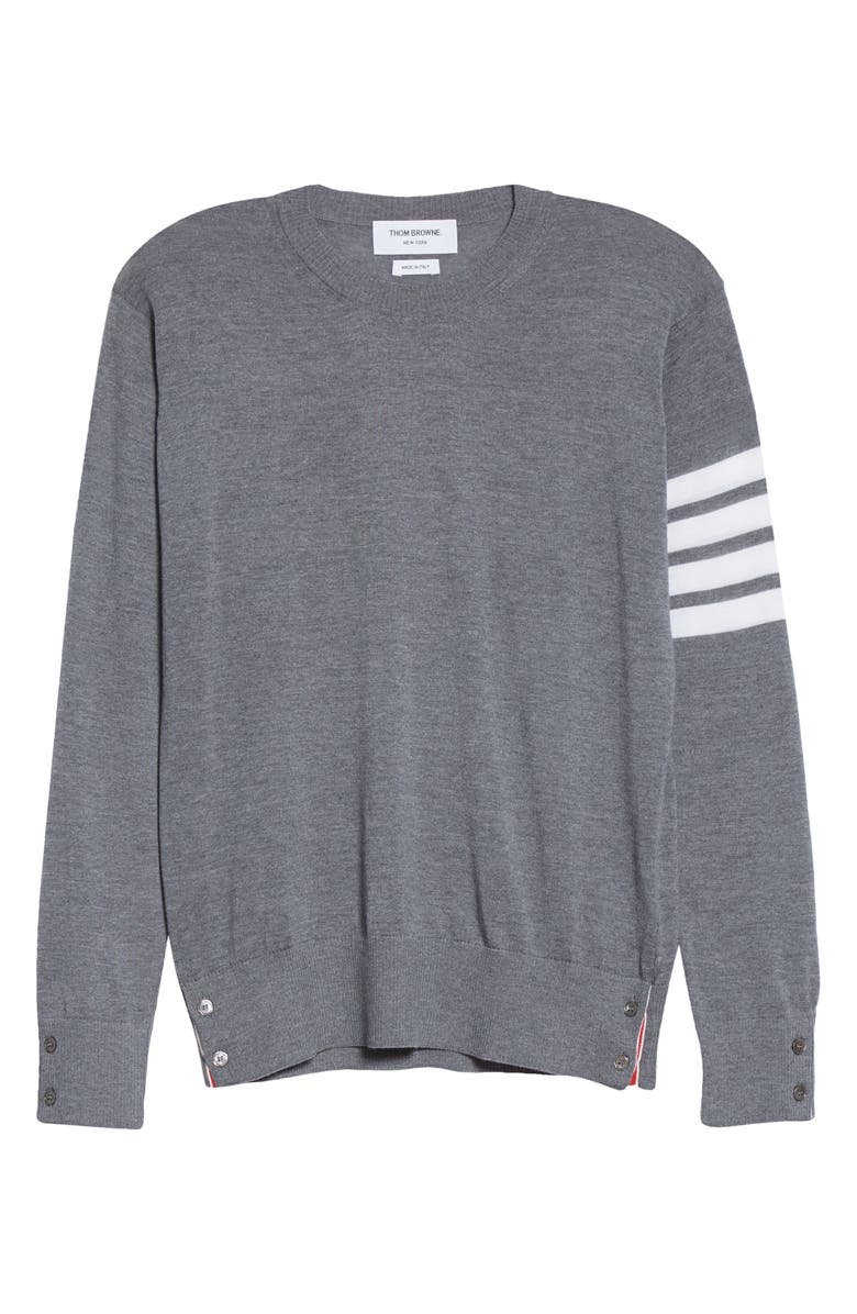 Thom Browne Merino Wool Pullover, Alternate, color, Med Grey