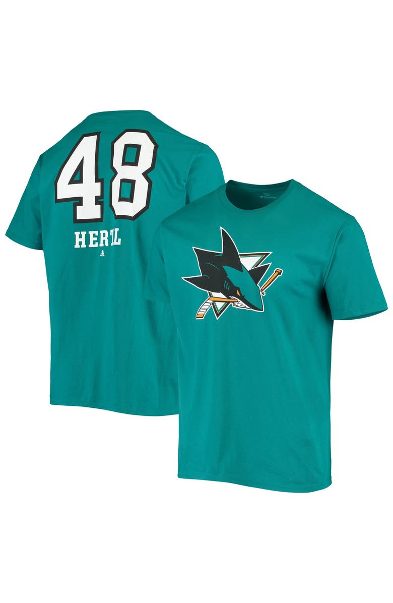 FANATICS Men's Fanatics Branded Tomas Hertl Teal San Jose Sharks Underdog Name & Number T-Shirt, Main, color, 