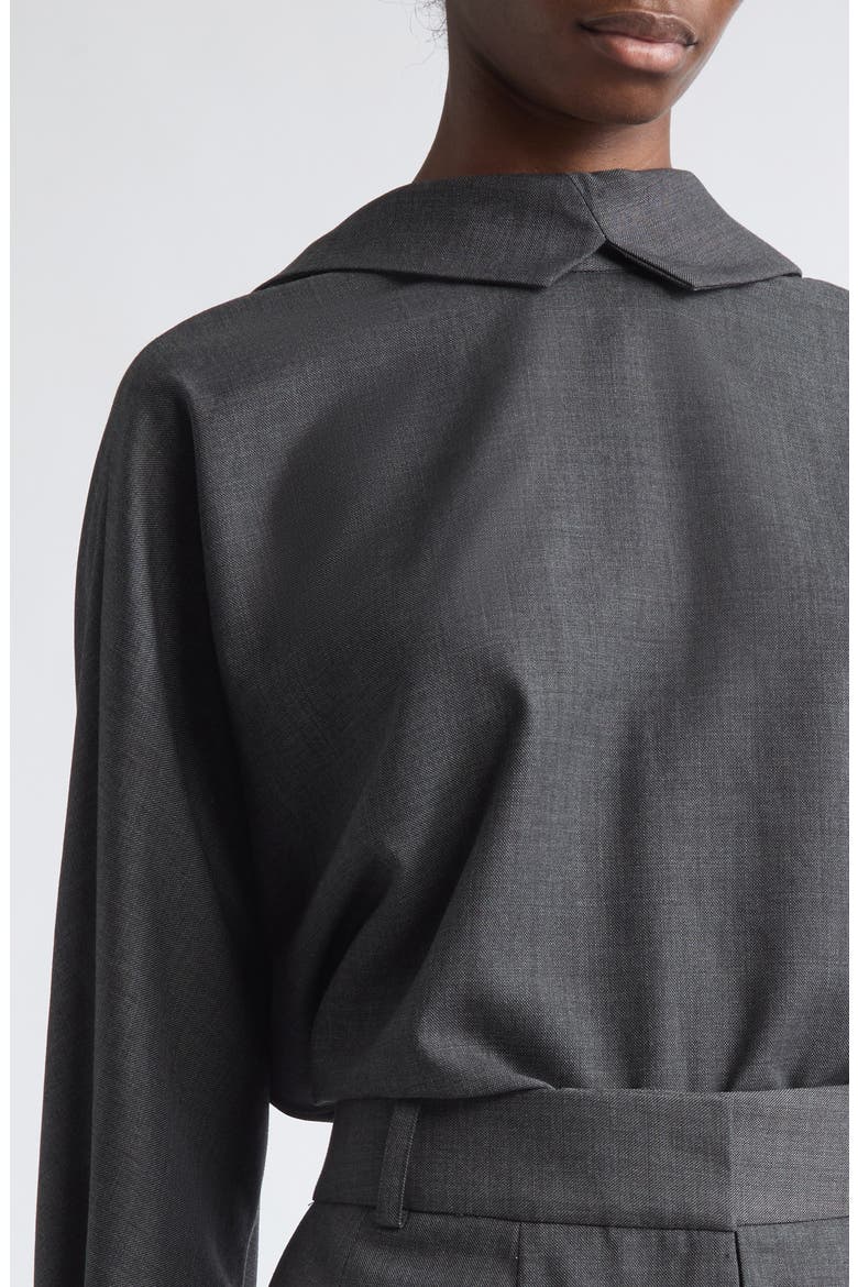 Wool Blend Tie Back Top, Alternate, color, DARK CHARCOAL