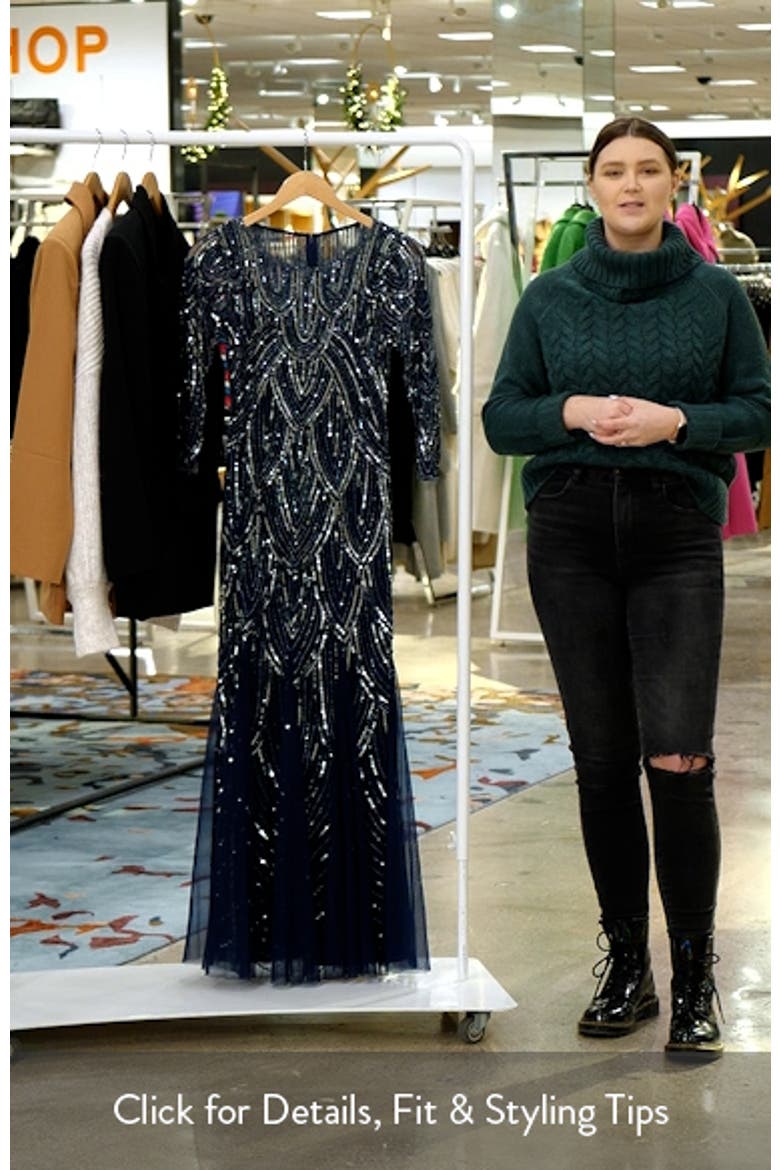 Beaded Illusion Neck Gown video