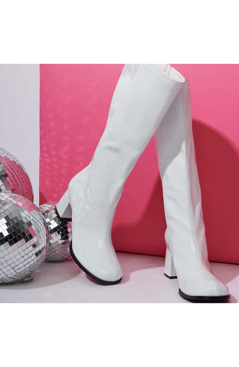 Unique Vintage Patent Gogo Boot, Alternate, color, White Patent