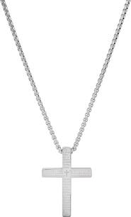 STEELTIME Men's 18k Gold Plated Lord's Prayer Cross Pendant Necklace