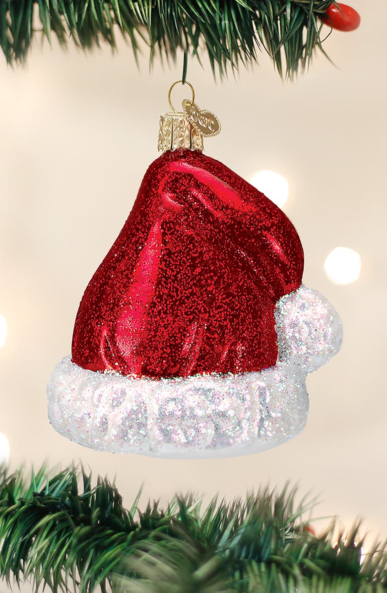 Old World Christmas Santa's Hat Glass Ornament, Alternate, color, Red Multi