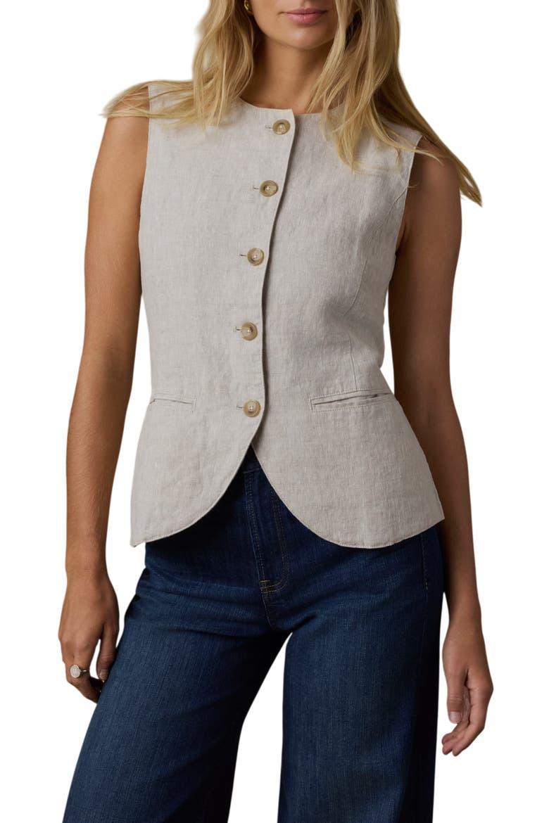 Sun Strider Linen Vest, Main, color, FLAX
