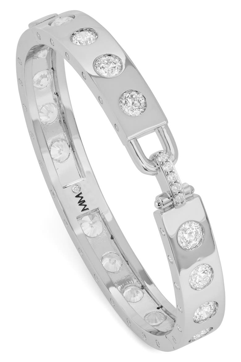 Ashley Rodeo Lock Cubic Zirconia Cuff, Alternate, color, SILVER-WHITE