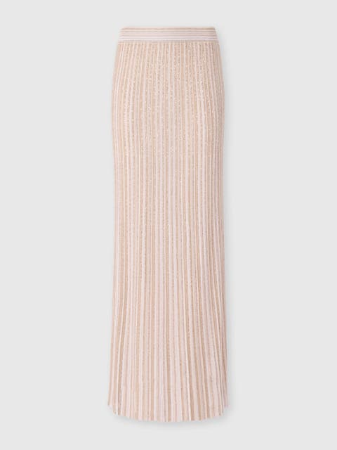 スカート MISSONI Pleated skirt MISSONI Pleated sequined striped metallic crochet-knit maxi
