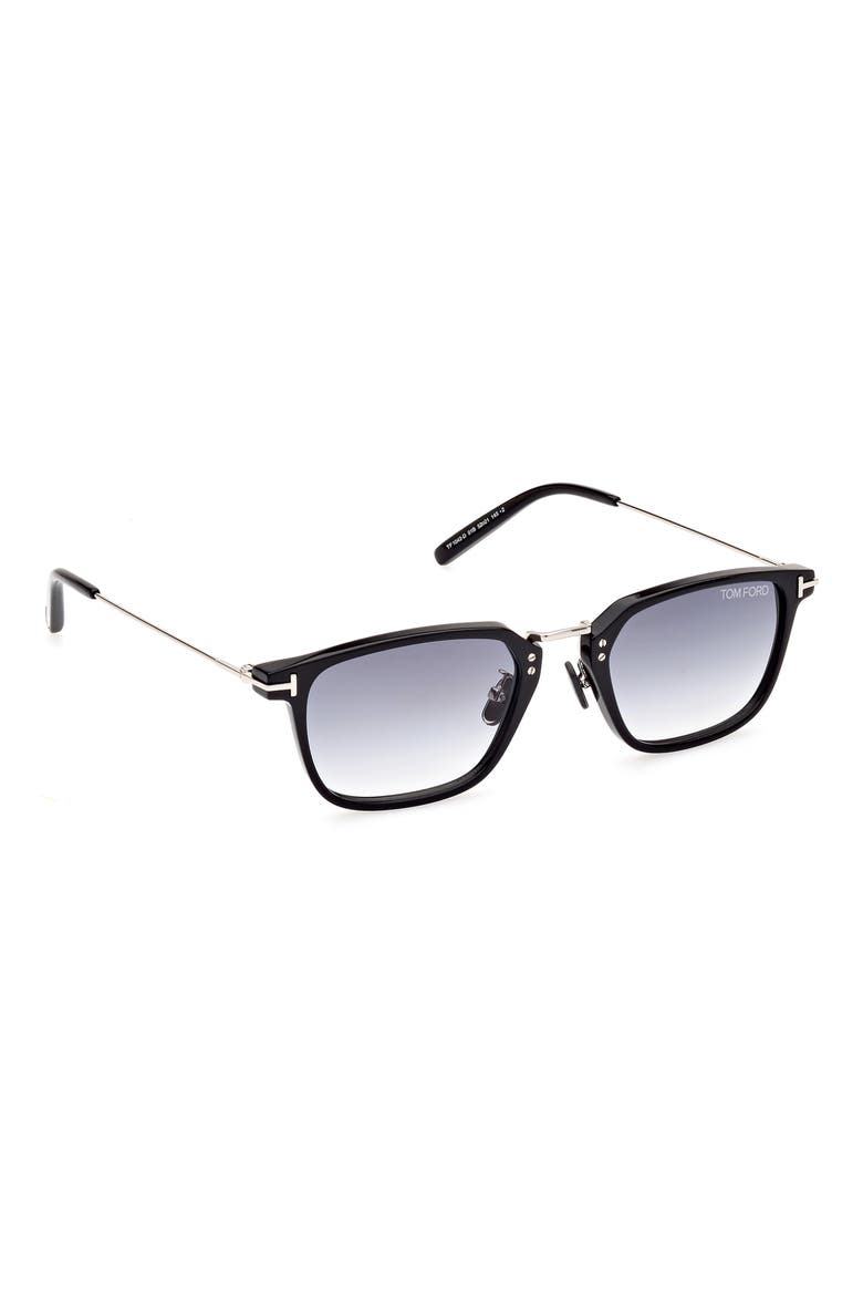 52mm Rectangular Sunglasses, Alternate, color, SHINY BLACK / GRADIENT SMOKE