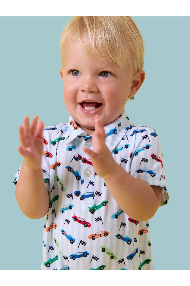 Performance Polo Romper, Alternate, color, Tiny Let's Roll