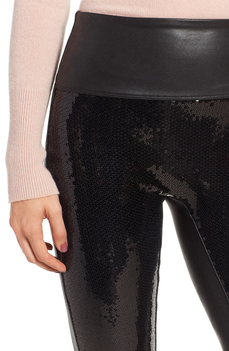 SPANX<sup>®</sup> Sequin Faux Leather Leggings, Alternate, color, 