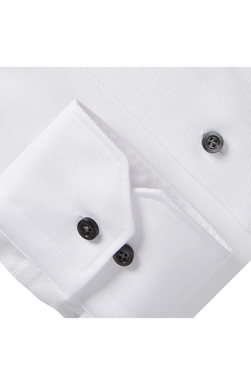 Emanuel Berg Modern Fit Solid White Cotton Twill Dress Shirt In White