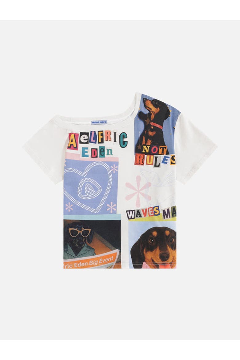 Dachshund Collage Off-the-Shoulder Tee, Alternate, color, White