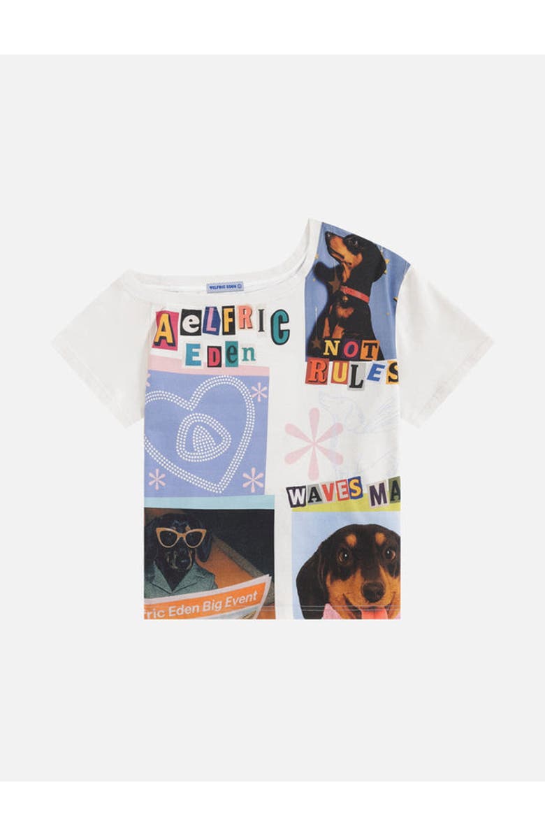 AELFRIC EDEN Dachshund Collage Off-the-Shoulder Tee, Alternate, color, White