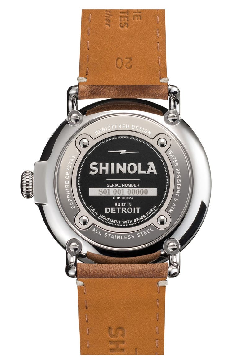 'The Runwell' Leather Strap Watch, 41mm, Alternate, color, BROWN/ PALE GREY