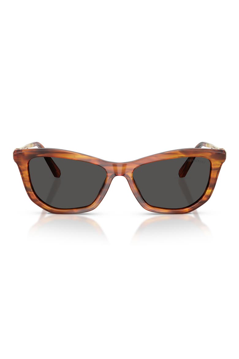 56mm Cat Eye Sunglasses, Main, color, STRIPED HAVANA / DARK GREY