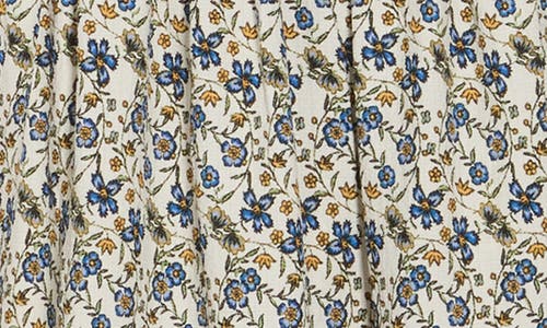 Max Studio Short Sleeve Tiered Maxi Dress In Cream/blue Floral Swing Vine