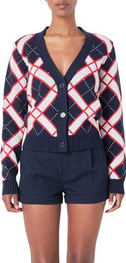 Endless Rose Diamond Pattern V-Neck Cardigan