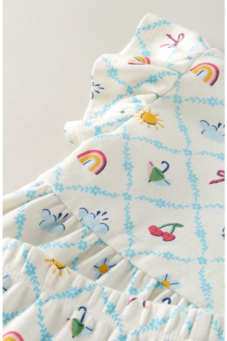 Flutter Cotton T-Shirt & Shorts Set, Alternate, color, IVORY EGRET DIAGONAL FLORAL