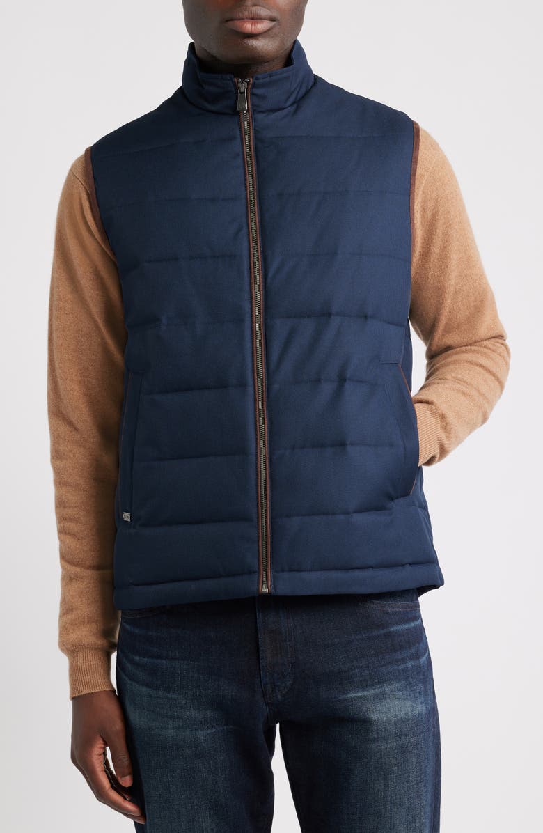 Hart Schaffner Marx Sully Faux Leather Trim Quilted Vest, Alternate, color, Navy