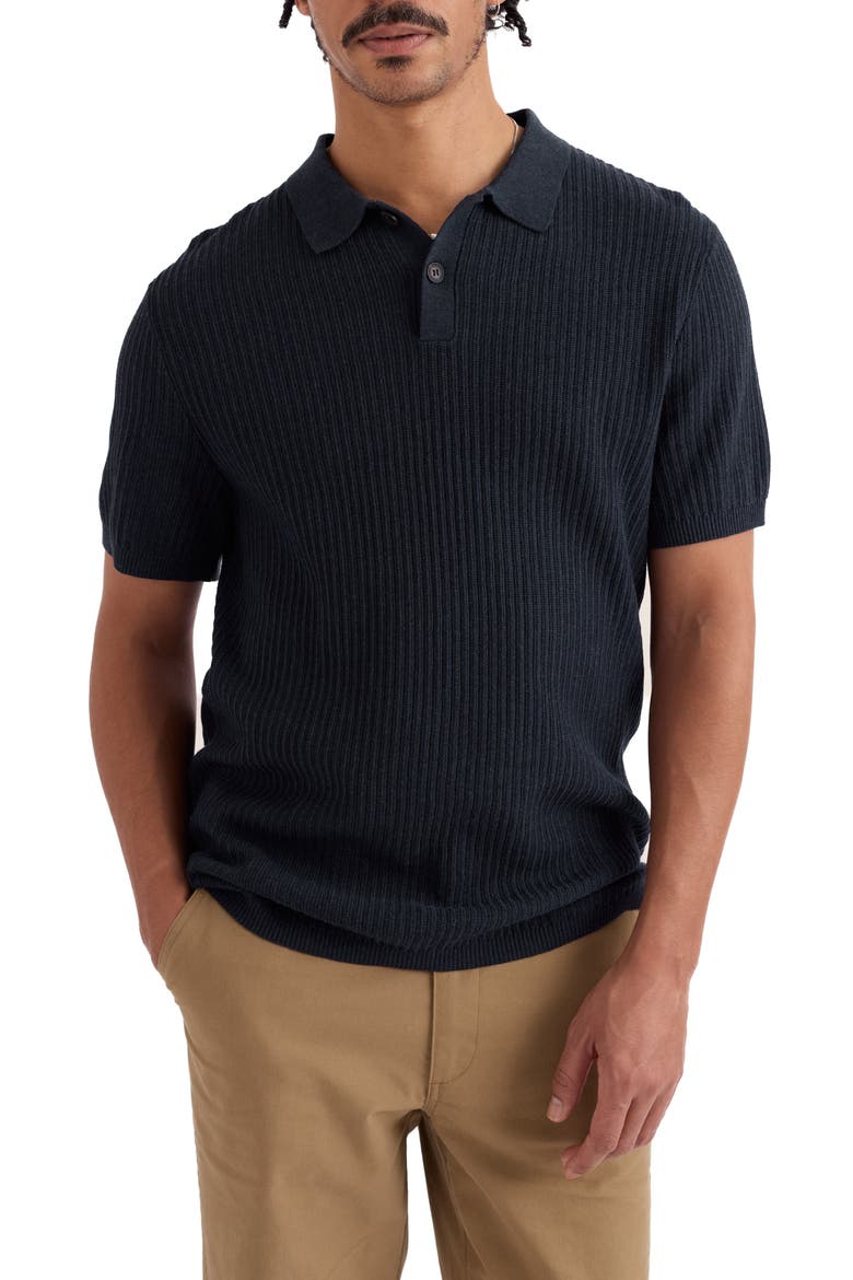 Koeswik Ribbed Organic Cotton Polo, Main, color, MARITIME