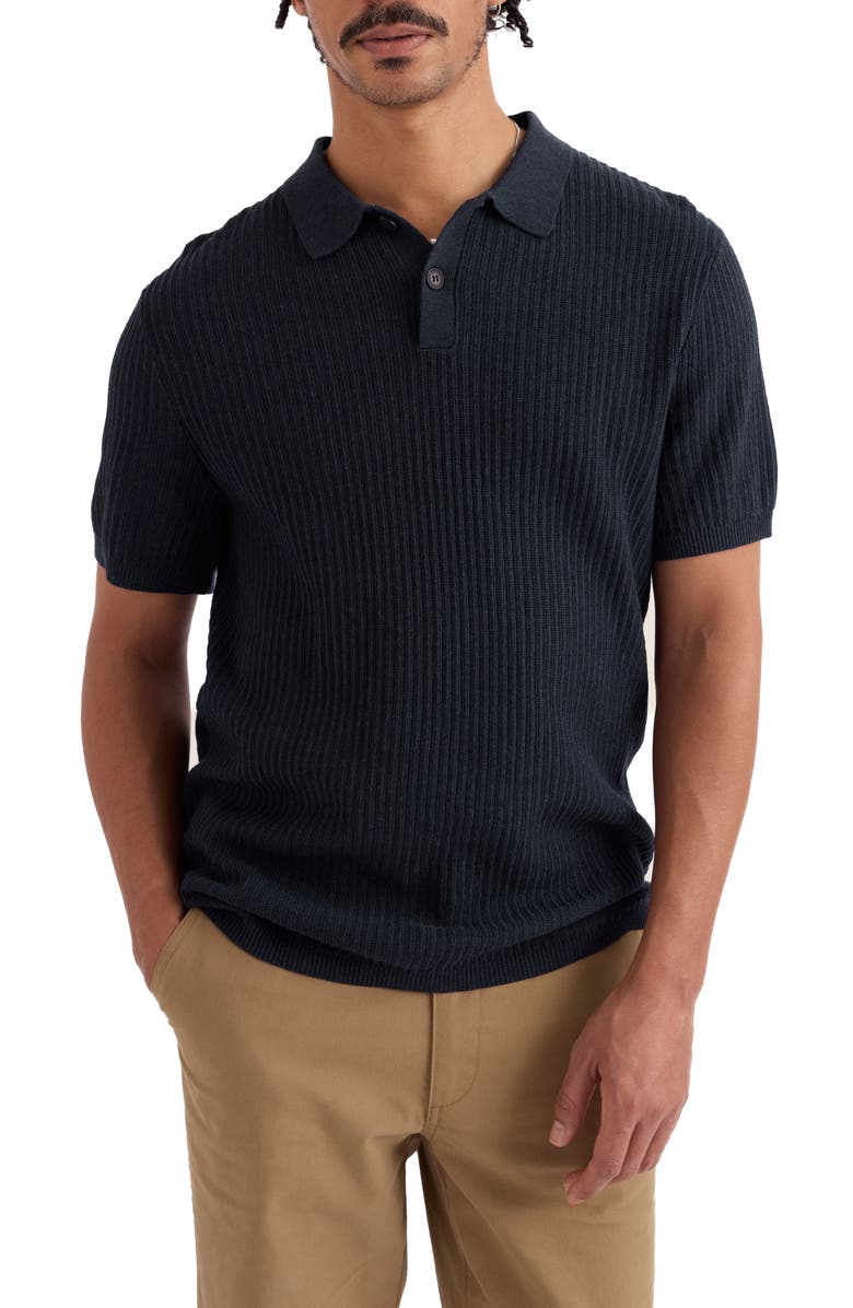 Seasalt Cornwall Koeswik Ribbed Organic Cotton Polo, Main, color, Maritime