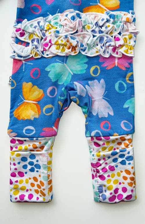 Laree + Co Korrie Ruffle Convertible Footie In Butterflies