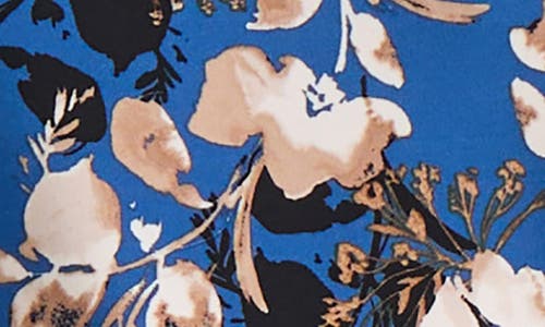 Kasper Plus Size Printed Cap-sleeve Cowlneck Blouse In Blue