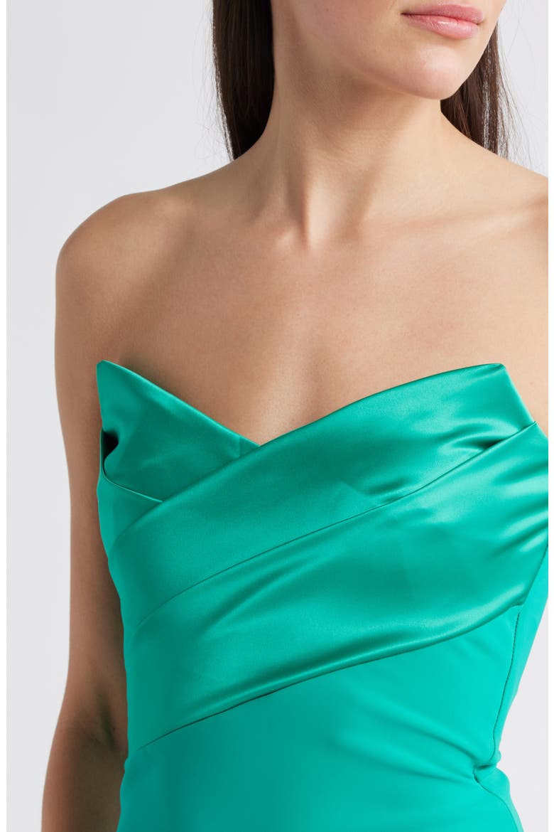 Bairei Strapless Trumpet Gown, Alternate, color, EMERALDO