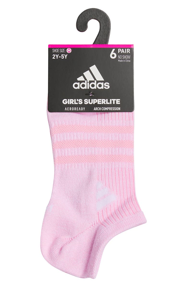 adidas Kids' Superlite Assorted 6-Pack No-Show Socks, Alternate, color, 