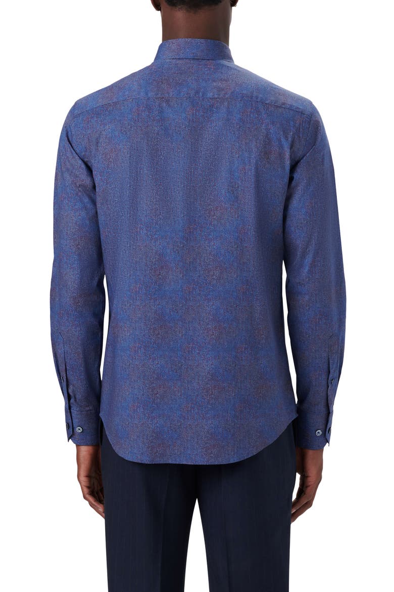 Classic Fit Herringbone Stretch Cotton Button-Up Shirt, Alternate, color, INDIGO