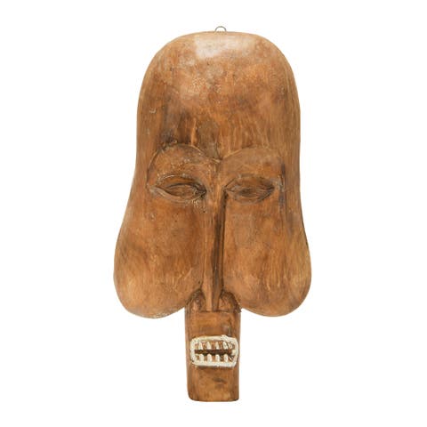 Hand-Carved Wood Mask Wall Décor