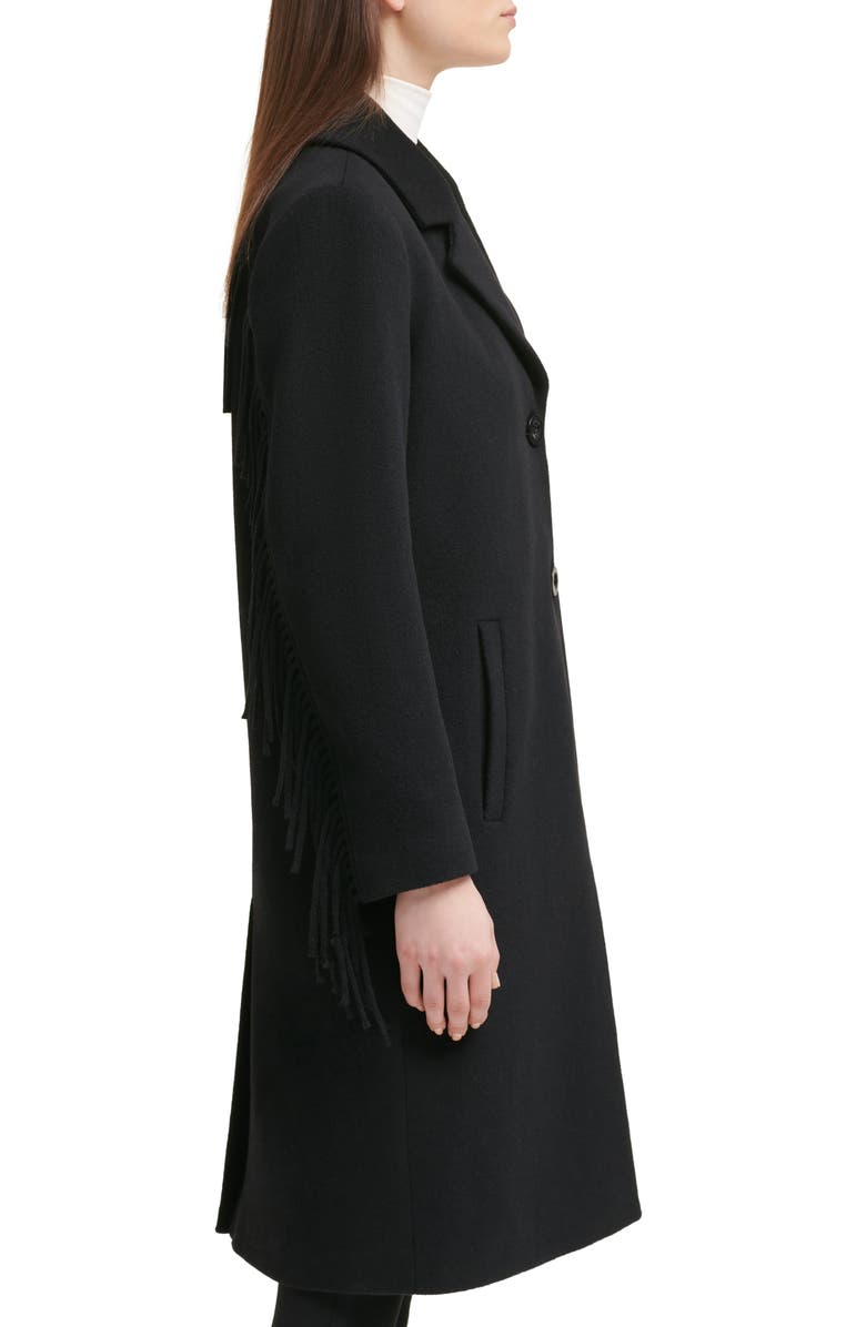 Kenneth Cole New York Notched Collar Wool Blend Fringe Coat, Alternate, color, 