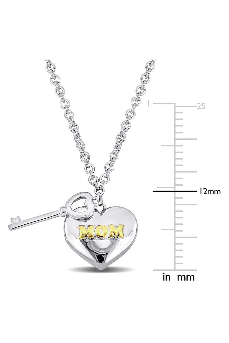 Heart & Key Charm Pendant Necklace, Alternate, color, SILVER