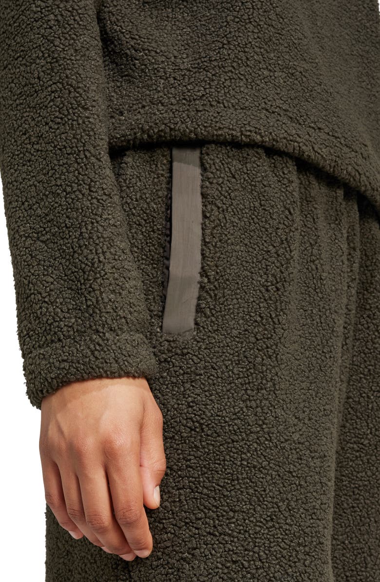 adidas Originals Half Zip Recycled Polyester Teddy Fleece Sweatshirt, Alternate, color, Shadow Olive