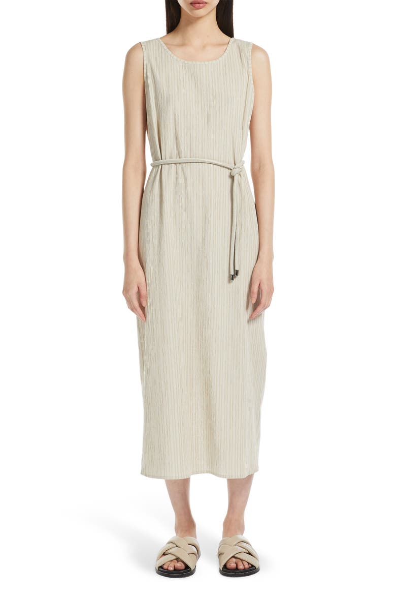 Global Tie Waist Sleeveless Maxi Dress, Main, color, SAND
