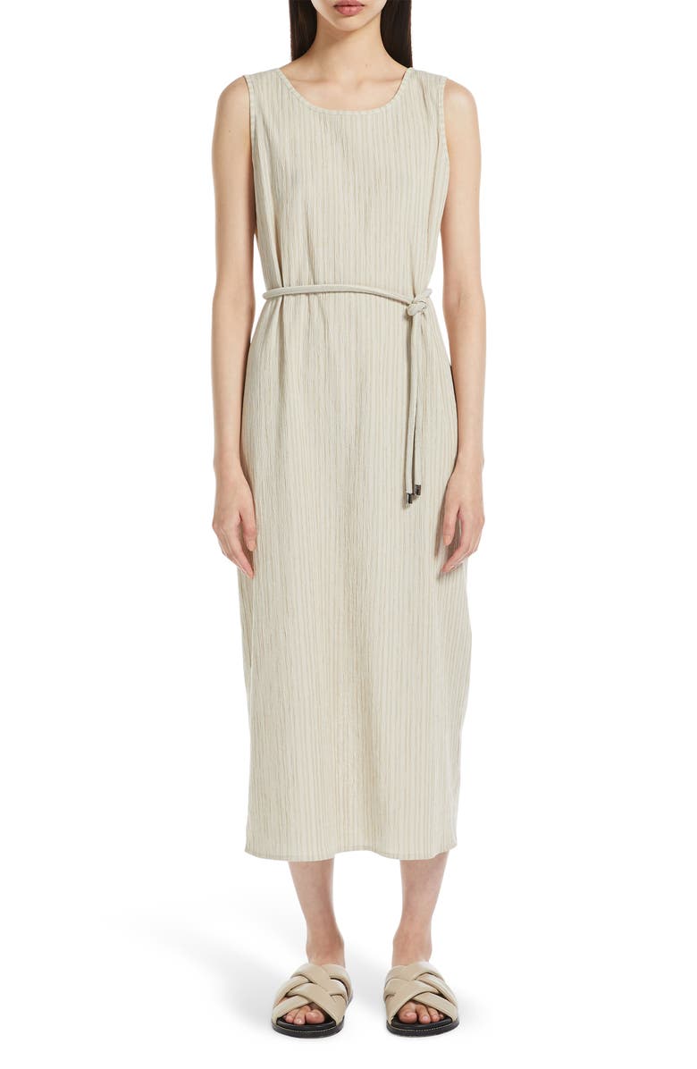 MM by Max Mara Global Tie Waist Sleeveless Maxi Dress, Main, color, Sand
